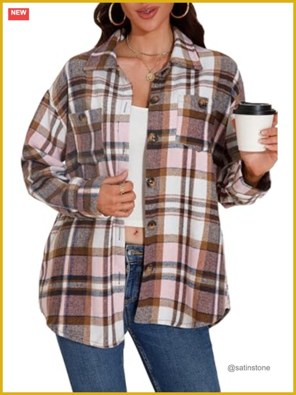 Cozy Heavyweight Cotton Blend Flannel Shacket Long Sleeve Button Down